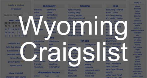 see also. . Wyoming craigs list